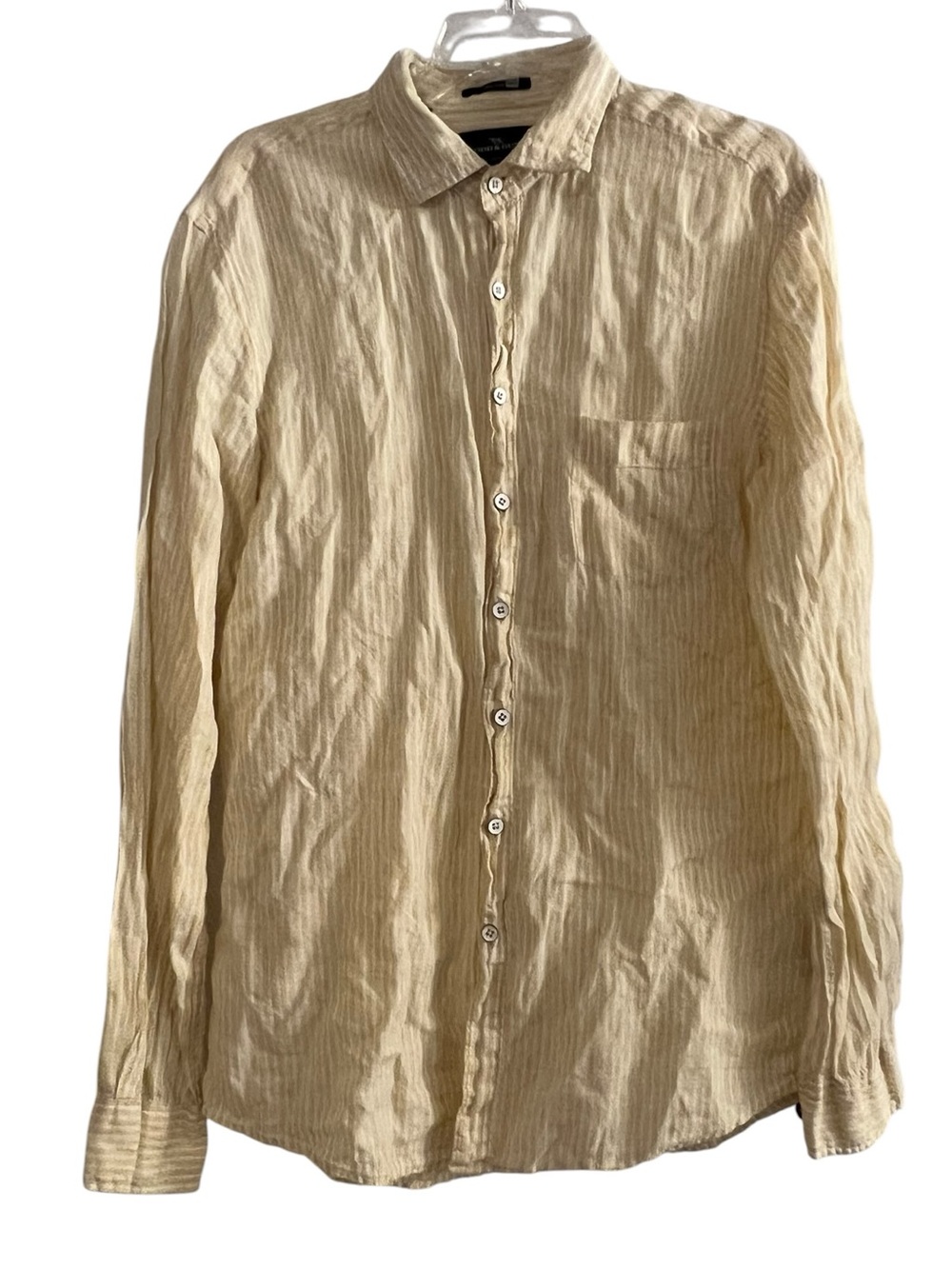 RODD & GUNN Striped Linen Sports Fit Long Sleeve Shirt L